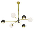 Candelabru modern auriu abajururi sticla opal 3xG9/60W si 3xGU10/60W Moka 1965 Jupiter